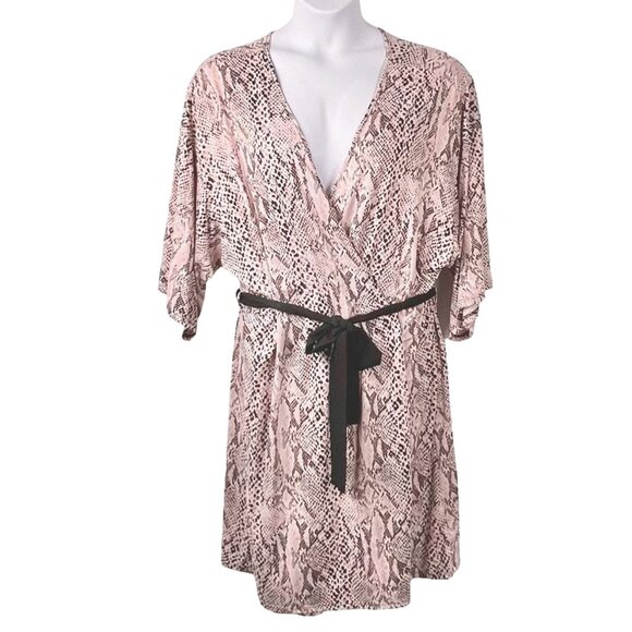 Snake Print Kimono-Style Robe 3X Secret Treasures Black Waist Tie GUC - Picture 1 of 14